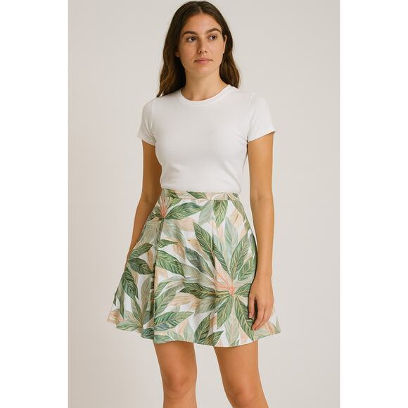 Brooks Brothers Tropical Pleated Mini Skirt Flare A-Line 10 Brunch Garden Island - Picture 1 of 5